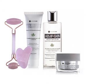 Kit Rutina Cuidado Facial Mujer y Hombre + RODILLO DE JADE ROSA Y PIEDRA GUA SHA